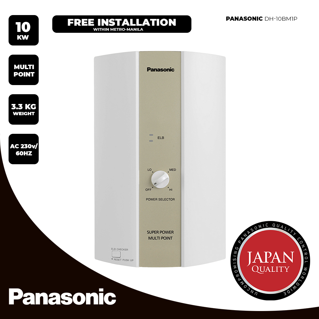 Panasonic DH-10BM1P Multi-Point Bathroom Shower Heater - Metal-lite PH