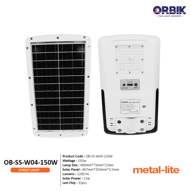 ORBIK SOLAR LED STREET LIGHT OB-SS-W04-150W