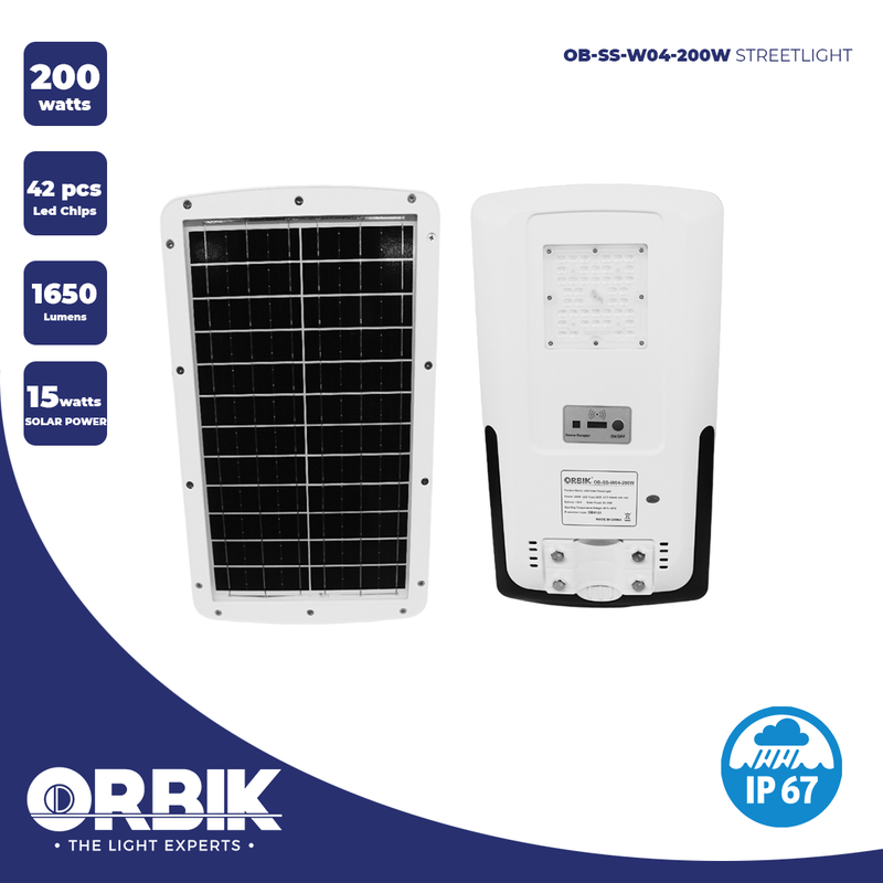 ORBIK SOLAR LED STREET LIGHT OB-SSL01-200W