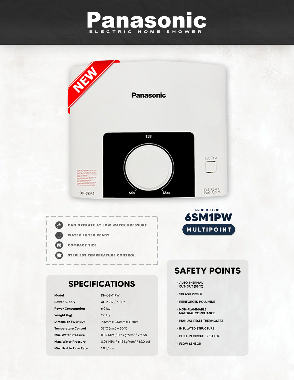 Multi Point Water Heater Watts Consumption Panasonic Water