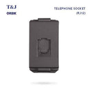 T&J Orbik 2 gang 2-Pin + Earth Switched Euro-American Socket Matt Grey