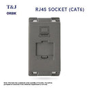 T&J Orbik 2 gang 2-Pin + Earth Switched Euro-American Socket Matt Grey