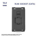 T&J Orbik 2 gang 2-Pin + Earth Switched Euro-American Socket Matt Black