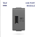T&J Orbik 2 gang 2-Pin + Earth Switched Euro-American Socket Matt Grey