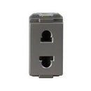 T&J Orbik 2 gang 2-Pin + Earth Switched Euro-American Socket Matt Grey