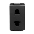 T&J Orbik 2 gang 2-Pin + Earth Switched Euro-American Socket Matt Black