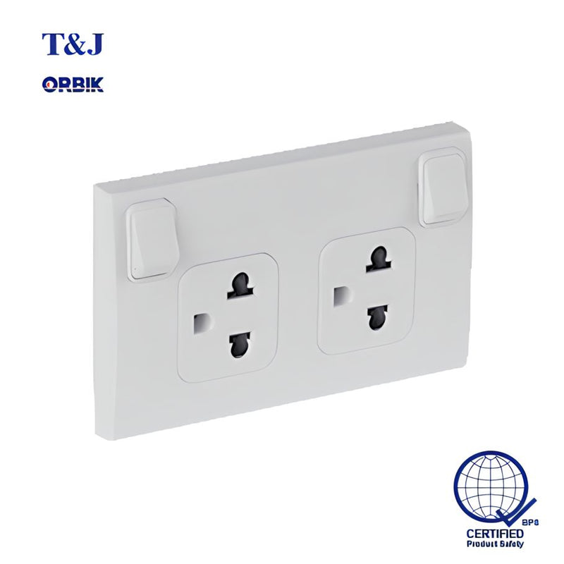 T&J ORBIK W816UV2S - 2 Gang Outlet with Switch