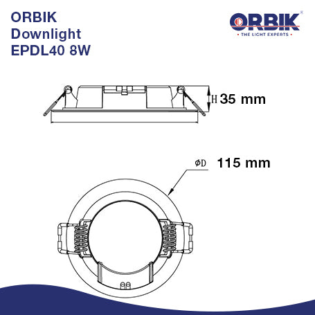 ORBIK Eco Slim Downlight EPDL 8W (Round)