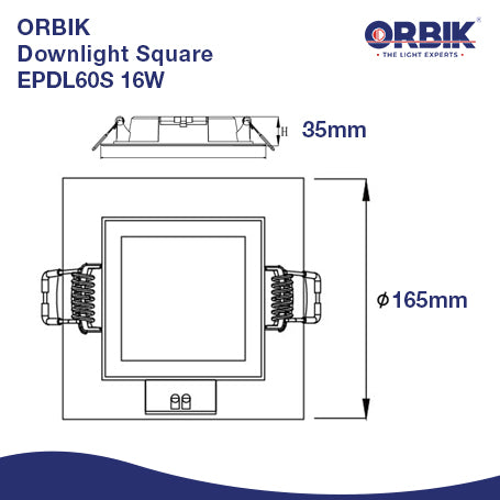 ORBIK Eco Slim Downlight EPDLS 16W (Square)