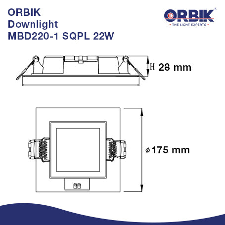 ORBIK Eco Slim Downlight MBD SQPL 22W