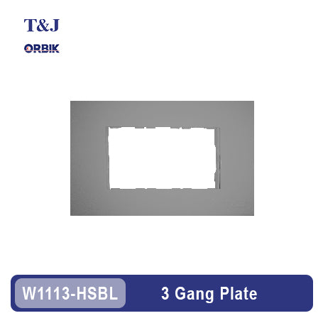 T&J ORBIK W1113-HSBL 3 Gang Plate (Matte Gray)
