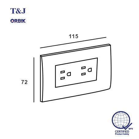T&J ORBIK 2 Gang Outlet with Plate