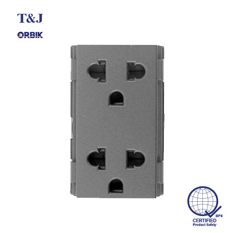 T&J ORBIK W8416V2 - 2 Gang Outlet (Matte Gray)