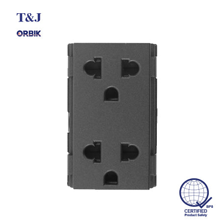 T&J ORBIK W8416V2 - 2 Gang Outlet (Matte Black)